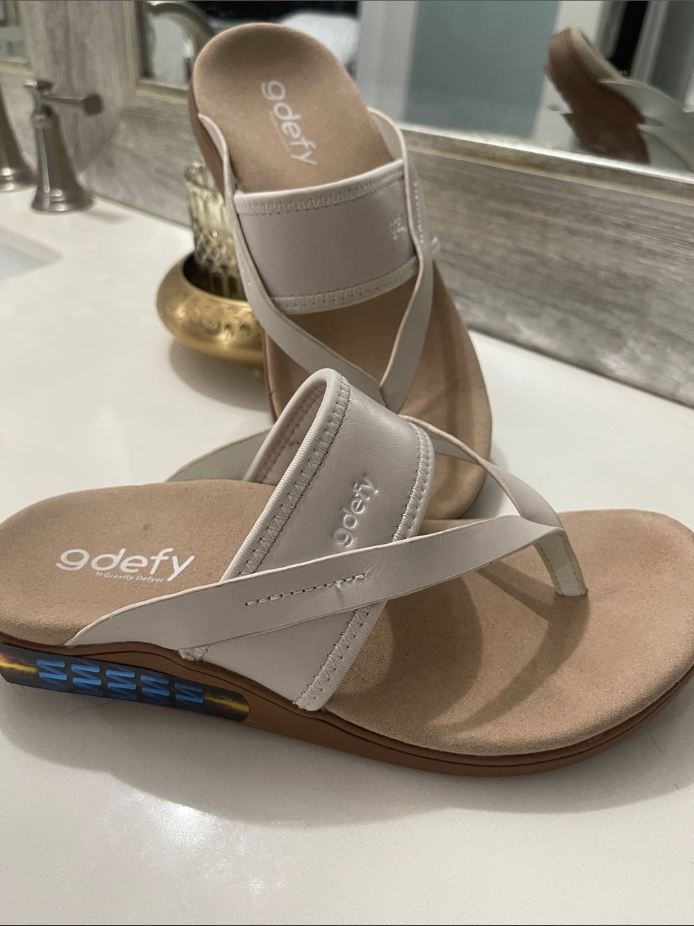 Gdefy Women's Beige Comfort Thong Sandals size 6